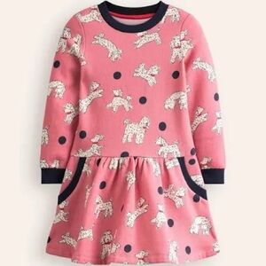 Mini Boden Pink and Navy Dress with Poodle Dog Pattern
